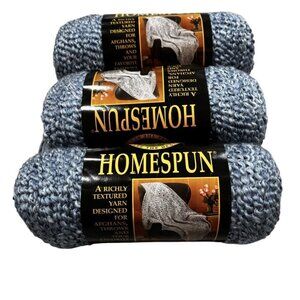 3 Skeins Lion Brand Homespun Yarn - 6 oz Skein - Color Blue 321 Williamsburg New